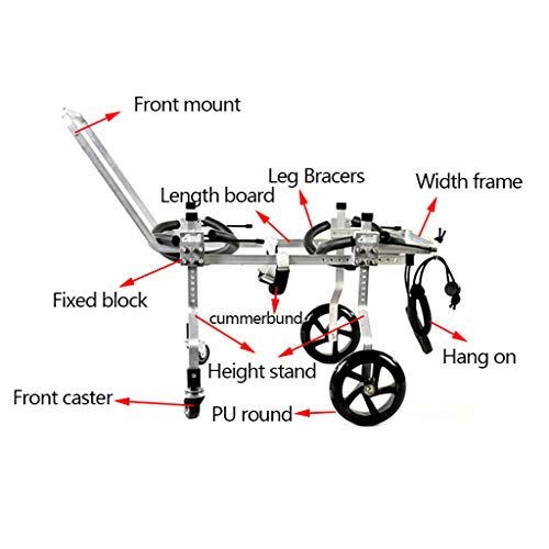 GZX-Dog Súper Ligero Silla De Ruedas para Perro Aleación De Aluminio 4 Ruedas Fácil Ensamble para Rehabilitación De Piernas para Perros Pequeños con Minusvalía Ser Aplicable 1-75KG