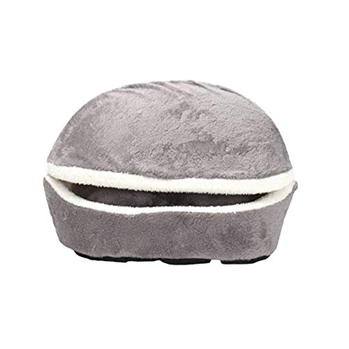 Handfly Cama Nido de Gato de Felpa con Forma de Hamburguesa Cama Cueva de Gato para Invierno Casa a Prueba de Viento Escondite Gatito Gatos Cama cálida