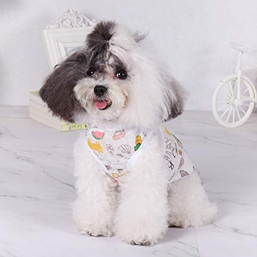 Handfly Perros pequeños Camisetas sin Mangas de algodón Ropa de Verano para Perros Chaleco de Primavera y Verano para Mascotas para Gatos y Perros Helado Fruta Pescado Hueso Imprimir