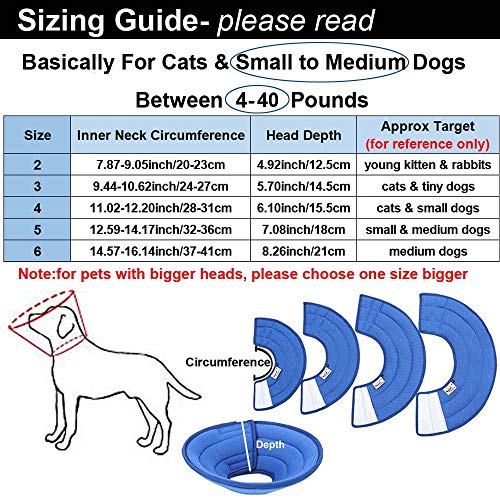 HanryDong Collares y Conos Recuperación Caninos Cuello Isabelino de Malla Transpirable, E-Collar Ajustable Suave, Azul, Bordes, Mascotas de Curación, Anticomprasante/Lick para Gato, Perro, Conejo