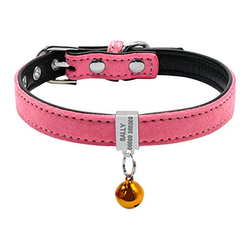 HAOCHIDE Collar Personalizado De Identificación para Perros Collares Ajustables Acolchados Información Personalizada para Mascotas con Campana Gratis para Perros Pequeños Medianos XXS, Rosa, XXS