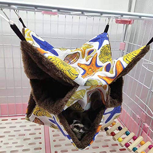 HAODEE Mascota de Tres Capas Hamaca entresuelo Hamaca hámster Colgante Ardilla Saco de Dormir pequeña Hamaca para Mascota para Ardilla voladora Glider de Miel Chinchillas 豹纹