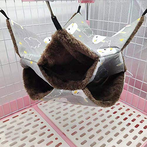 HAODEE Mascota de Tres Capas Hamaca entresuelo Hamaca hámster Colgante Ardilla Saco de Dormir pequeña Hamaca para Mascota para Ardilla voladora Glider de Miel Chinchillas 豹纹