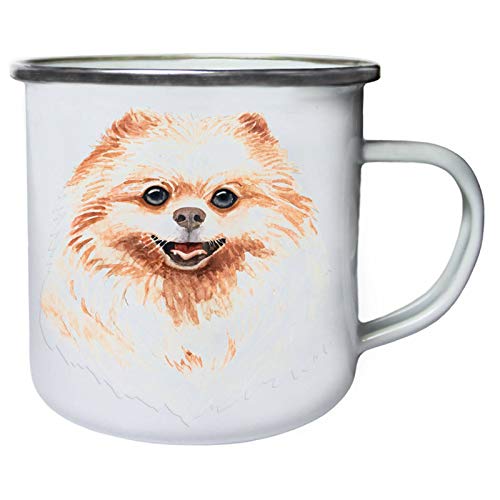 Happy Dog Face Retro, lata, taza del esmalte 10oz/280ml ii539e