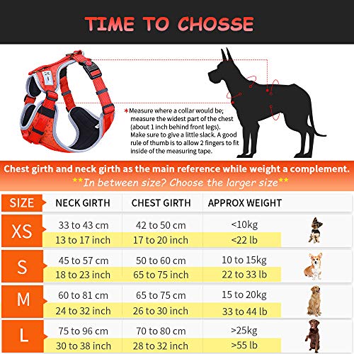 HAPPY HACHI Arnes Perro Chalecos Reflectantes Perros Pequeño Mediano Grande Ligero con Mango Nylon para Caminar Entrenamiento(XS Rojo Naranja)