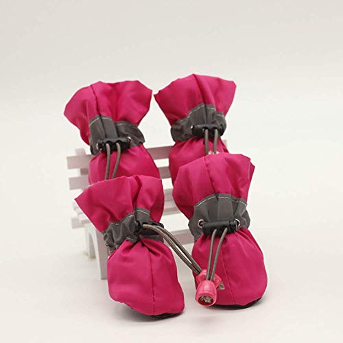 HCBDQQ Zapatos para Perros-Botas De ProteccióN para Perros, Zapatos Impermeables para Perros, Suela De Velcro Reflectante 3