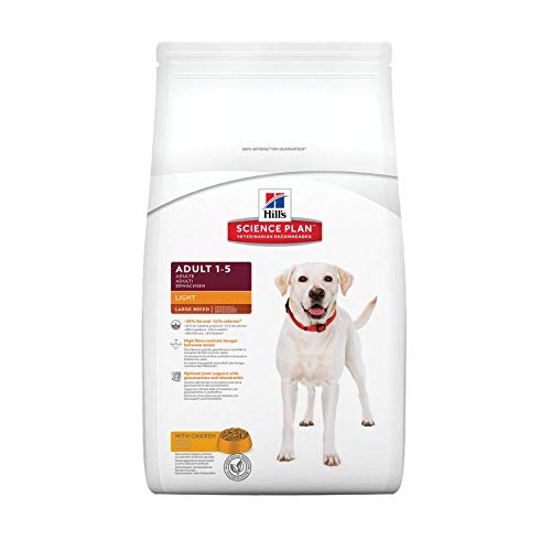 Hills Science Plan Light - Comida ligera (light) para perros adultos de razas grandes, con pollo (12 kg).