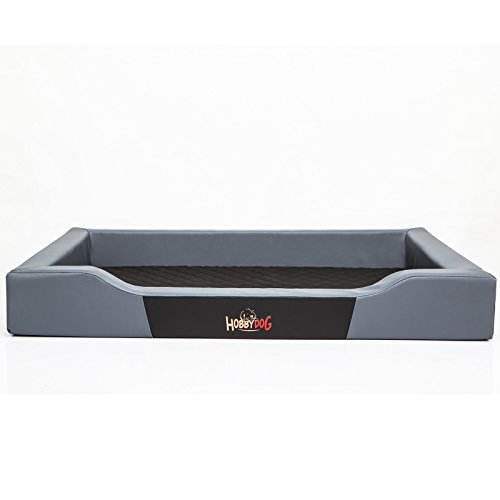 Hobbydog Cama para Perros Delux, Gris, tamaño XL 93 x 62 cm, Piel sintética + aushaltbares codurastoff