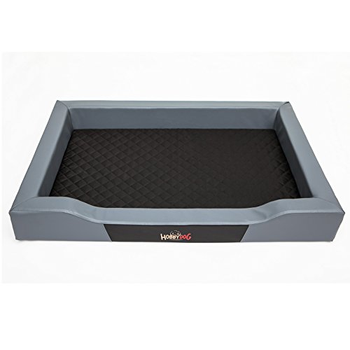 Hobbydog Cama para Perros Delux, Gris, tamaño XL 93 x 62 cm, Piel sintética + aushaltbares codurastoff