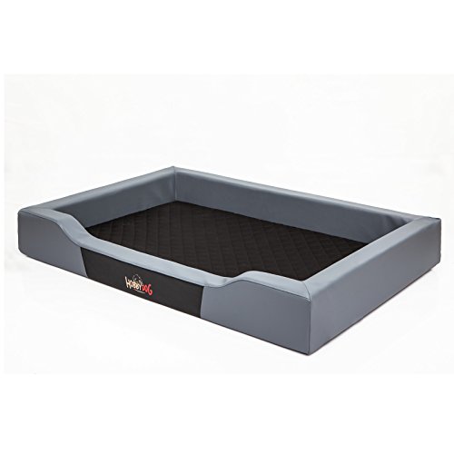 Hobbydog Cama para Perros Delux, Gris, tamaño XL 93 x 62 cm, Piel sintética + aushaltbares codurastoff