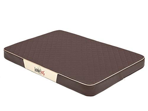 Hobbydog LMPRBKZ6 - Colchón para Perros, Cama para Perros, sofá, Cesta para Perros, Tejido de codrilo con Piel sintética, L, 100 x 67 x 8 cm, Color marrón