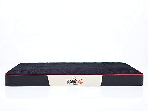 Hobbydog MMPRCRB2 - Colchón para Perros, Cama para Perros, sofá, Cesta para Perros con Piel sintética, M, 80 x 54 x 8 cm, Color Negro