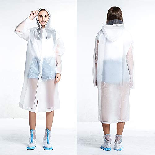 Homful Impermeable portátil Impermeable Reutilizable y Transparente, Poncho Resistente a la Lluvia con Capuchas y Mangas para Viajes y Aire Libre (EVA Reutilizable)