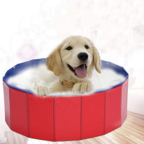 HONGBI Piscina Perros y Gatos Bañera Plegable PVC Antideslizante y Resistente al Desgaste,Adecuado para Interior Exterior al Aire Rojo L