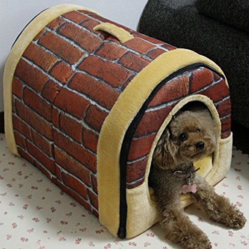 Horing Cozy - Caseta 2 en 1 para cachorros con cojines extraíbles, portátil, plegable