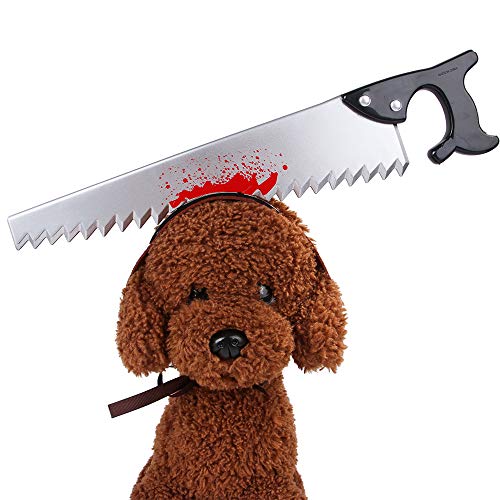 Horror de Halloween para Mascotas Las Vendas, Ajustable del Perro del Partido de Cosplay Headwear Bloody Accesorios para el Cabello Accesorios de Fotos de Vacaciones Sombrero Horrible,Saw,S