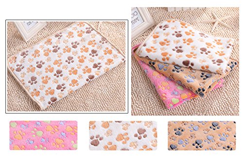 Hosaire Acolchado del Animal doméstico Suave cálida Mascota Pata de impresión sueño Mascota Perro Gato Manta cojín Mat 60 * 40 CM Rose