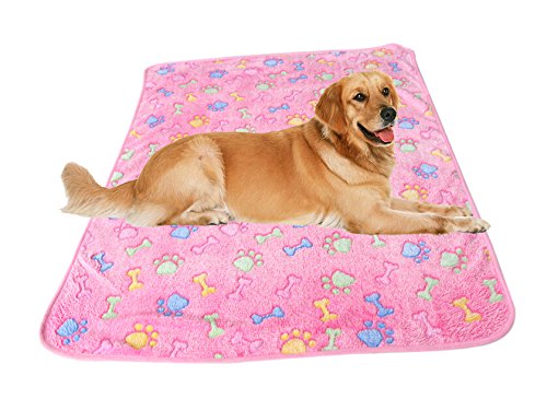 Hosaire Acolchado del Animal doméstico Suave cálida Mascota Pata de impresión sueño Mascota Perro Gato Manta cojín Mat 60 * 40 CM Rose