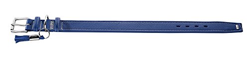 Hunter Cannes piel cuello color azul, 39 - 47 cm, 3.5 cm de ancho