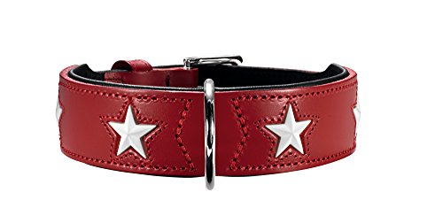 HUNTER Collar para Perros Magic Star, Cuero, Rojo/Negro, 50