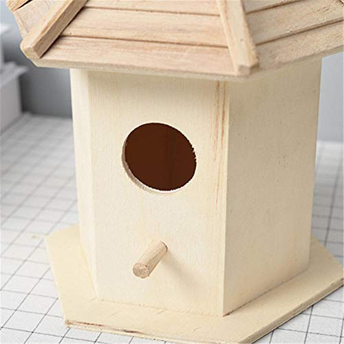 Hxsm Casa De PáJaros Colgantes DecoracióN De JardíN Al Aire Libre Casa De PáJaros De Madera para Mascotas Torre De Modelado Jaula De PáJaros De Madera Nido De PáJaro Nido Aislamiento -Color De Madera