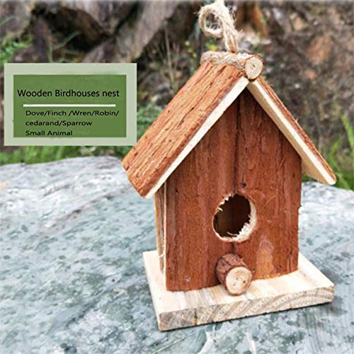 Hxsm Pajarera De Madera JardíN Colgante Al Aire Libre Decoraciones del Patio ArtesaníA Pajarera De Madera Personalizado Doble Oblicua Casa De PáJaros Suministros De JardineríA Al Aire Libre-De Madera