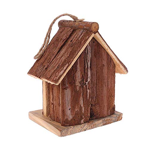 Hxsm Pajarera De Madera JardíN Colgante Al Aire Libre Decoraciones del Patio ArtesaníA Pajarera De Madera Personalizado Doble Oblicua Casa De PáJaros Suministros De JardineríA Al Aire Libre-De Madera