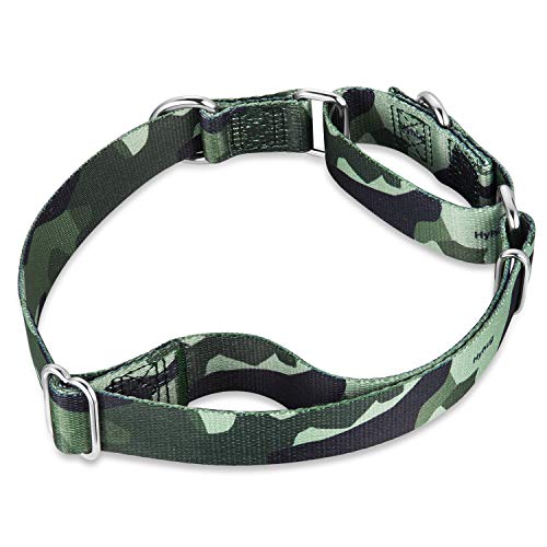 Hyhug Premium actualizado Cuello de martingala Anti-Escape Mejorado de poliéster de Alta Resistencia para Perros pequeños, medianos y Grandes. Uso Diario para Caminar. (Grande L, Camuflaje Verde)