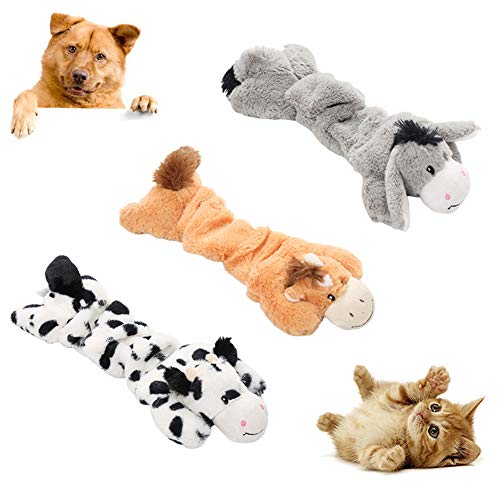 Hzb821zhup Perro de Peluche mordida Vocal, Juguete de mordida de Animal Lindo Cuerpo elástico Mascotas Suministros Vaca Burro Forma de muñeca de Peluche Squeaky Molar Masticar Juguete