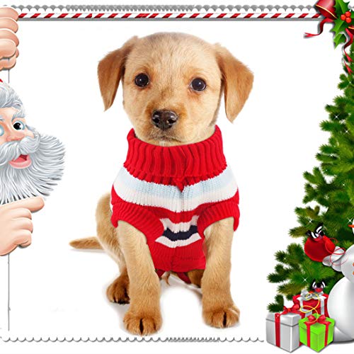 Idepet Disfraz Gato, Trajes para Perros para Gatos Pequeños y Medianos Disfraz para Invierno Navidad (M, Rojo)