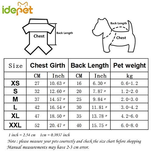 Idepet Perro Gato Sudadera con Capucha Mascota Cálido Abrigo de Invierno Ropa de algodón para Perros con Bolsillo Exterior para Perros pequeños