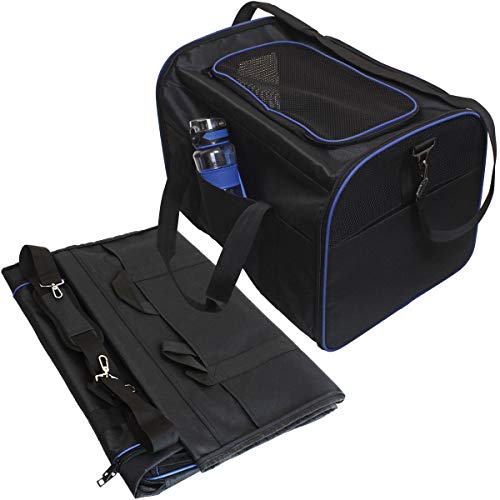 igadgitz Xtra U6998 - Trasportin Mascotas - Negro/Borde Azul - M 35 x 35 x 50cm