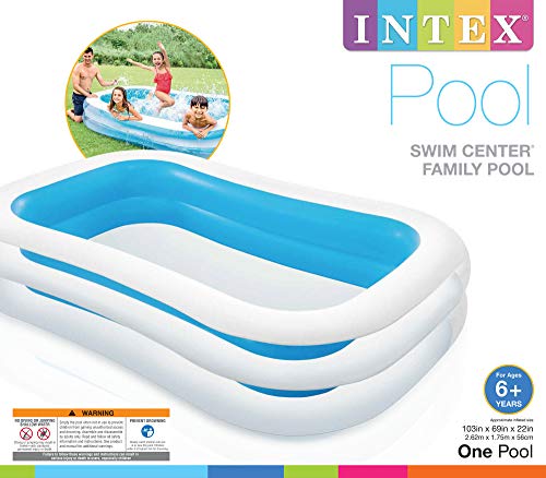 Intex 56483NP - Piscina hinchable rectangular 262 x 175 x 56 cm, 770 litros (Colores surtidos: azul o verde)