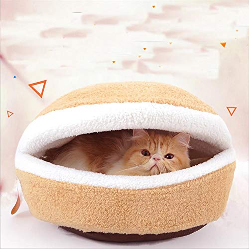 IWINO Pet Dog House Cama para Perros Forma de Hamburguesa Gato Desmontable A Prueba de Viento Warm House Cat Kennel Mat Producto para Mascotas Kennel