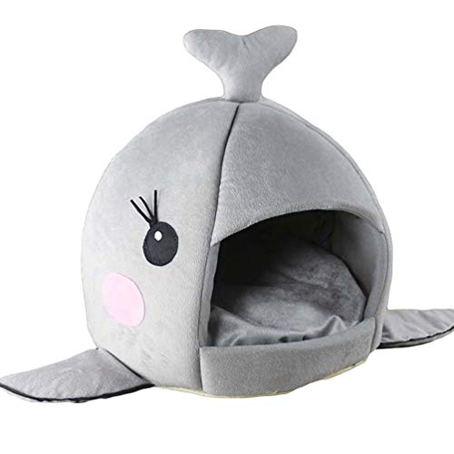 JEELINBORE Práctica Casa de Mascotas Ronda Tiburón Cama para Perros y Gatos (Gris #1, M: 50 * 50 * 48cm)