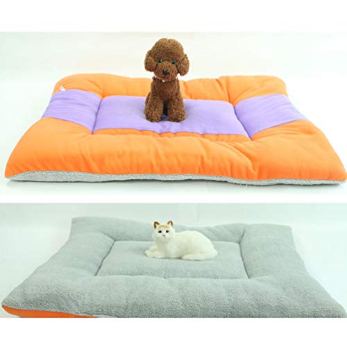 JEELINBORE Suave Cama para Mascotas Manta Lavable Reversible Fleece Peluche Cojín para Perro Gato (67 * 53cm, Naranja)