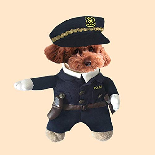 Jnzr De Halloween para Mascotas Cosplay Ropa, Cat Policía Labra la Ropa, Ropa de Fiesta de Vestir Cuatro Estaciones Linda Universal para la Navidad de la Foto de la Fiesta,L