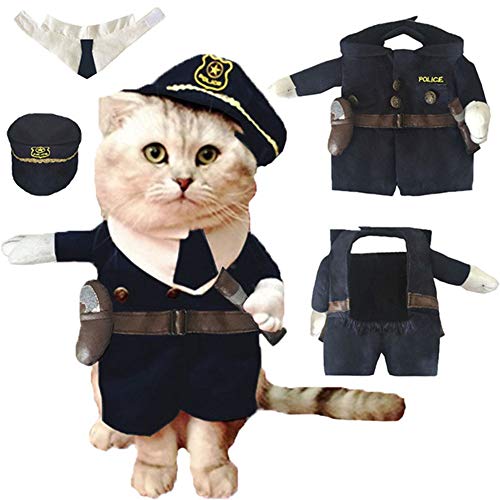 Jnzr De Halloween para Mascotas Cosplay Ropa, Cat Policía Labra la Ropa, Ropa de Fiesta de Vestir Cuatro Estaciones Linda Universal para la Navidad de la Foto de la Fiesta,L