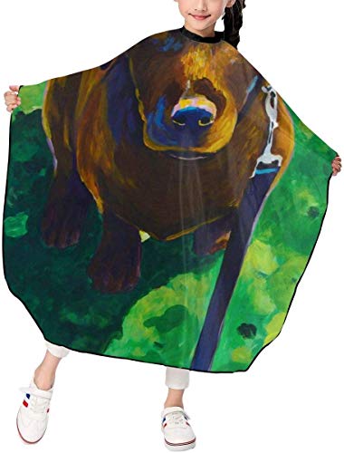 jrtyjrdtyj Capa de Corte para niños Chocolate Labrador Retriever Puppy Dog Painting Kids Haircut Barber Cape for Hair Cutting Professional Home Salon Hairdressing Smock Cover