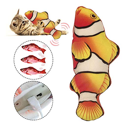 Juguete Para Peces Gato Juguete Eléctrico Simulado USB Juguete Hierba Gatera Pescado Relleno Con Hierba Gatera Excite A Los Gatos Reduzca Las Emociones Del Gato Estrés Para Gatos, Cachorros Y Perros