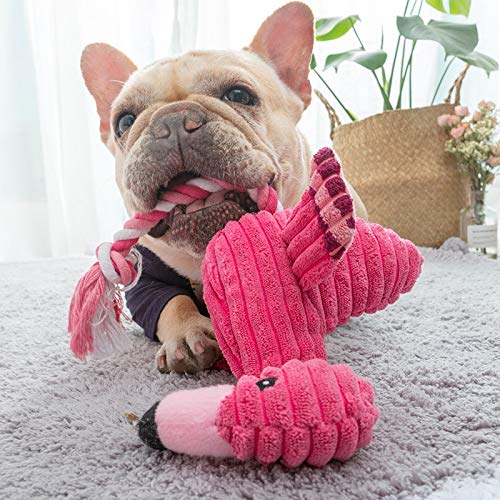 Juguete para perro YANGDIAN con diseño de flamenco de peluche para mascotas, juguetes para morder para perros pequeños, juguete interactivo con sonido chirriante