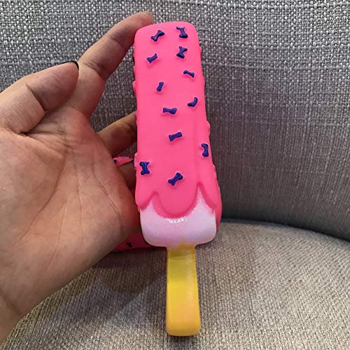 Juguete para perro Yangdian, juguete para masticar chirriante, de goma, color rosa, para gato, cachorro, bebé, helado, molar, juguete divertido interactivo