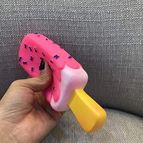 Juguete para perro Yangdian, juguete para masticar chirriante, de goma, color rosa, para gato, cachorro, bebé, helado, molar, juguete divertido interactivo