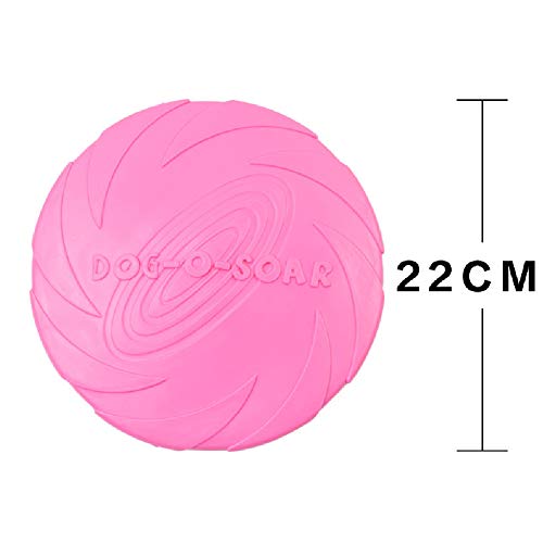 Juguetes para mascotas, suministros para adiestramiento de perros, juegos de silicona para exteriores Juegos de frisbee de plástico blando Juegos para atrapar picaduras impermeables (22 cm rosa)