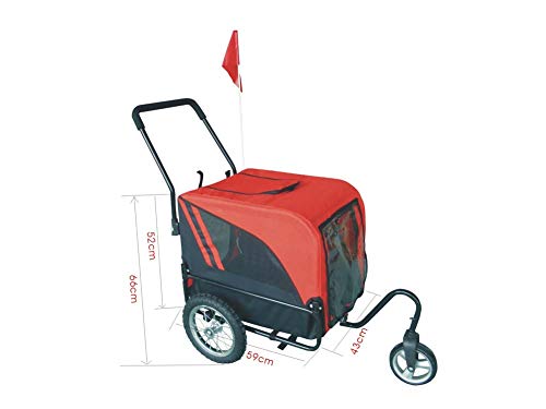 JXS 2-en-1 Perro Bicicleta Pet Trailer - Perrito Gatito Portador de la Bici - para Viajar al Aire Libre Correr ciclina,Rojo