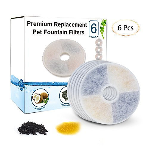 Keten Filtro Compatible con Catit (Pack de 6), Recambio de Filtros Compatible con Solo Bebederos Catit Design Senses y Catit Flower Fountain para Mascotas