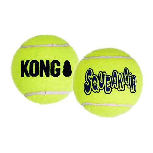 KONG - Squeakair® Ball - Pelotas de tenis sonoras que respetan sus dientes - Raza extragrande