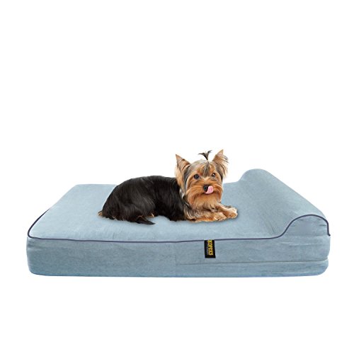 KOPEKS Cama Mediana para Perros y Gatos Pequeños a Medianos Mascotas Colchón con Memoria Viscoelástica Ortopédico 63 x 50 x 10 cm más la Almohada - S - M - Gris