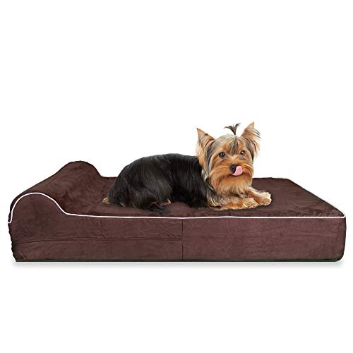 KOPEKS Cama Mediana para Perros y Gatos Pequeños a Medianos Mascotas Colchón con Memoria Viscoelástica Ortopédico 63 x 50 x 10 cm más la Almohada - S - M - Marrón