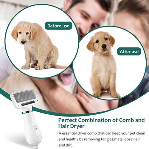 Kupet Cepillo y Secador para Perros y Gatos, Secador de Pelo para Perro Temperatura Ajustable